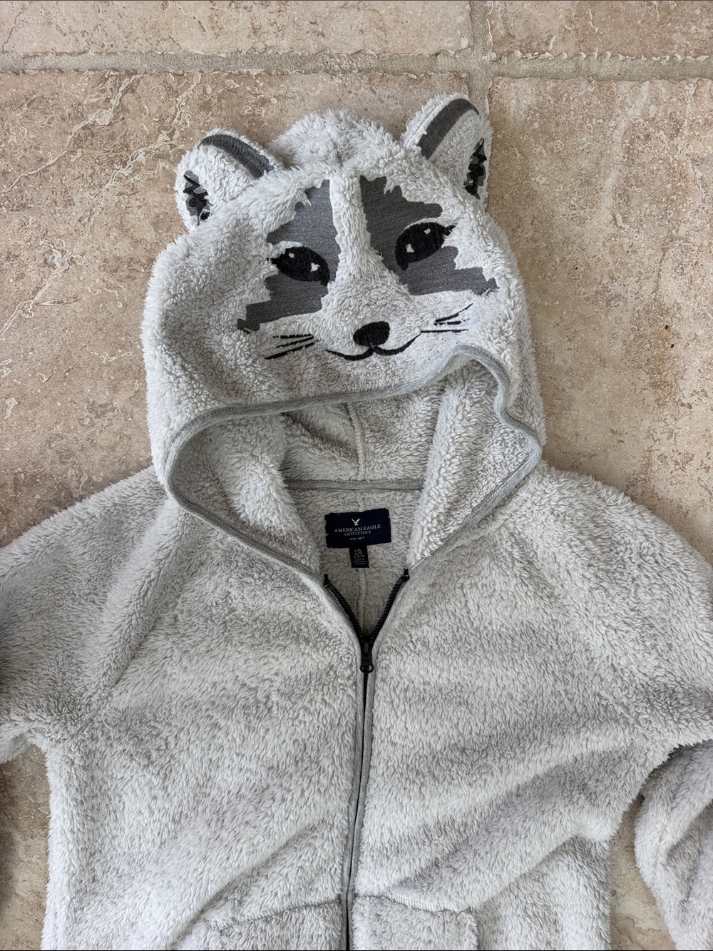 American Eagle Outfitter Halloween  Plush Raccoon Animal Hooded One-Piece L/XL